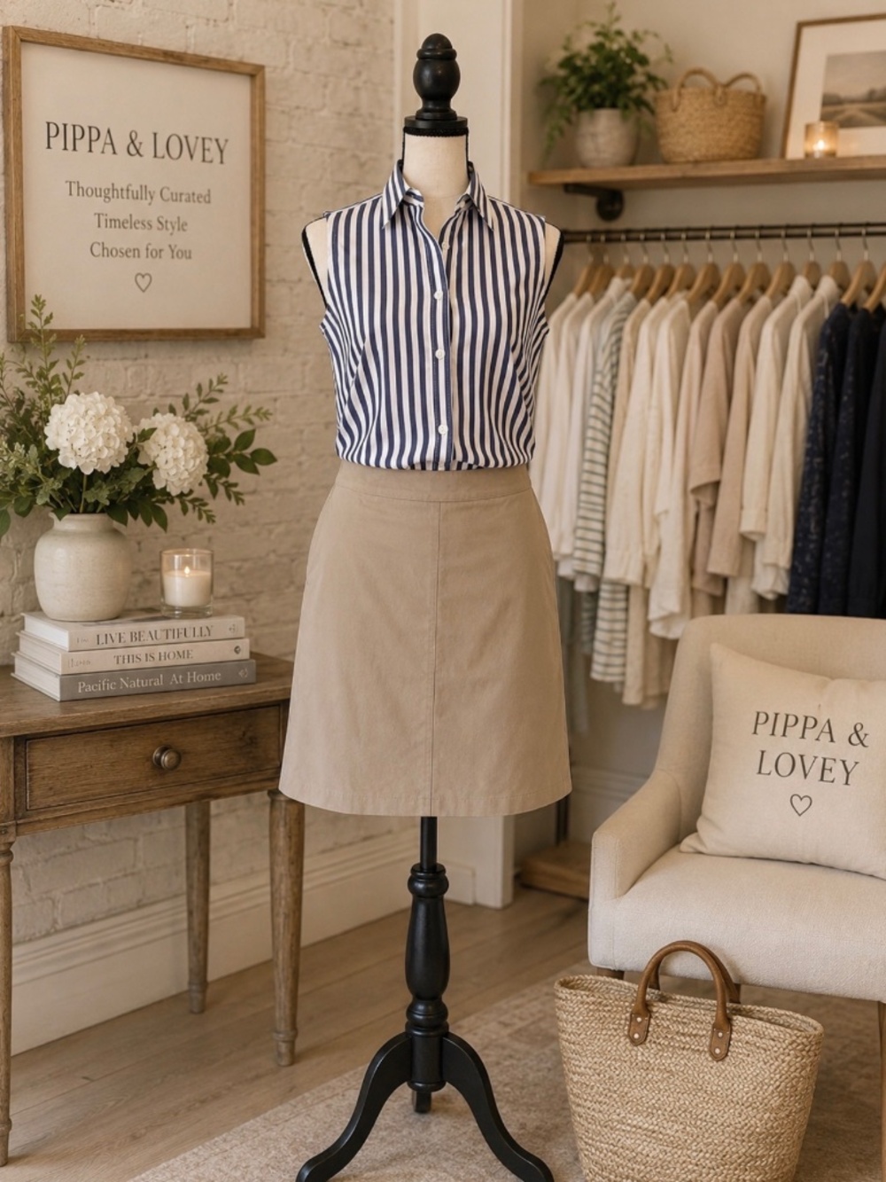 💙 Banana Republic Navy White Striped Button Front Blouse Size 2